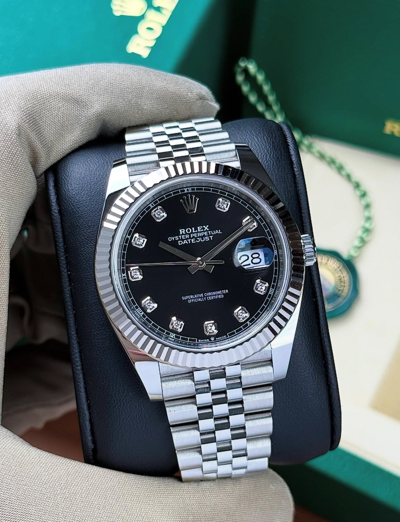 ROLEX DATEJUST JUBILEE BLACK DIAL DIAMOND