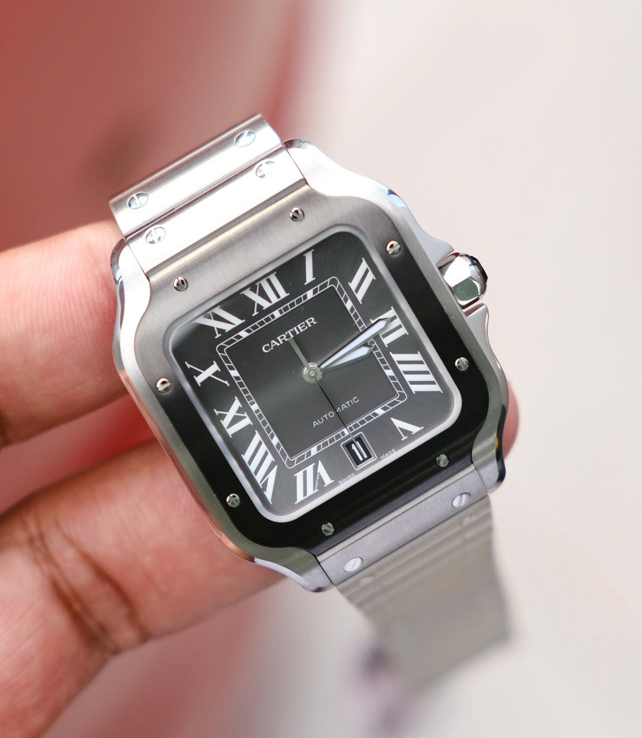 CARTIER SANTOS BLACK/GREY RHODIUM