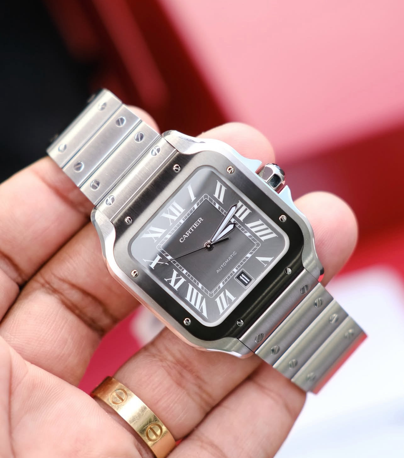 CARTIER SANTOS BLACK/GREY RHODIUM