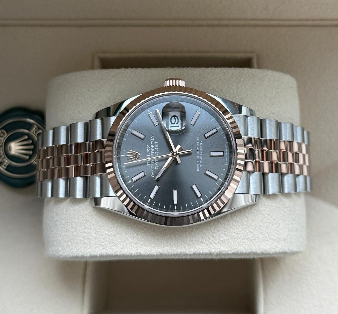 ROLEX DATEJUST JUBILEE SKYLAR GREY ROSE' GOLD