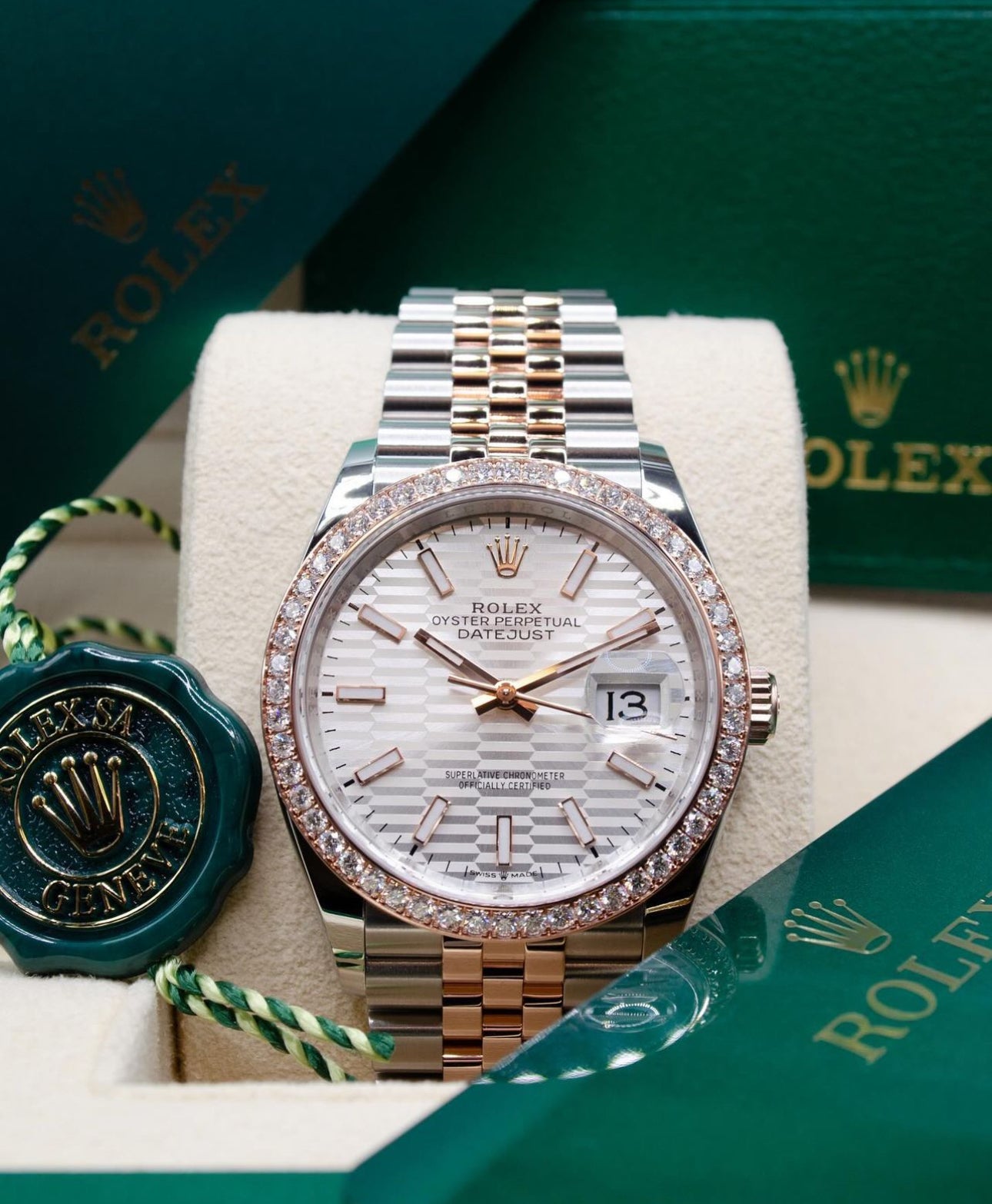 ROLEX DATEJUST JUBILEE BEZEL DIAMOND ROSE'